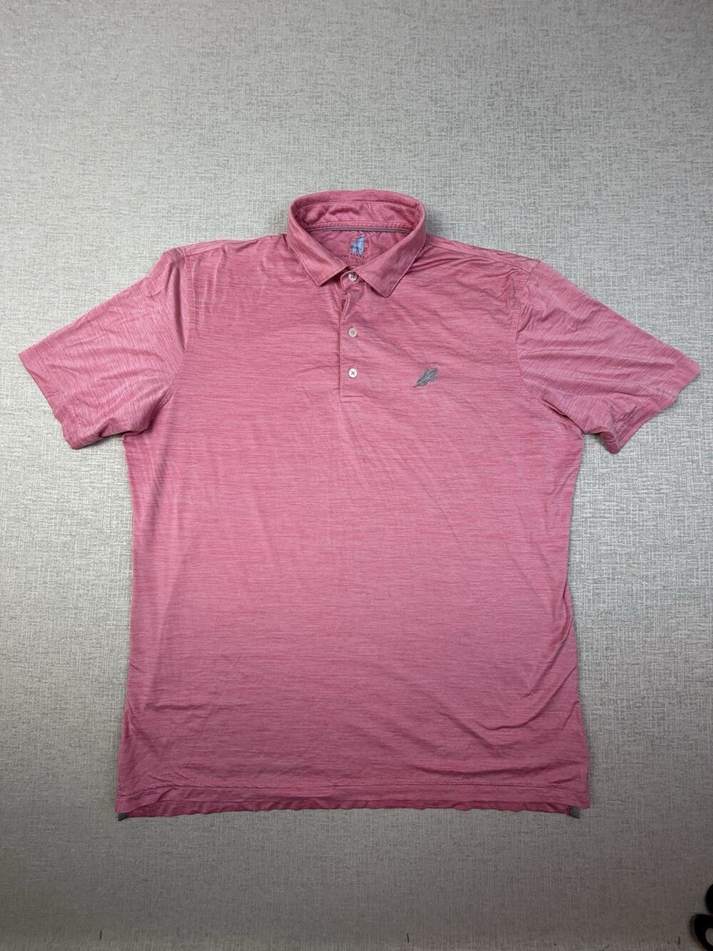 johnnie-O Featherweight Men’s Large Pink Golf Polo Course Logo Performance